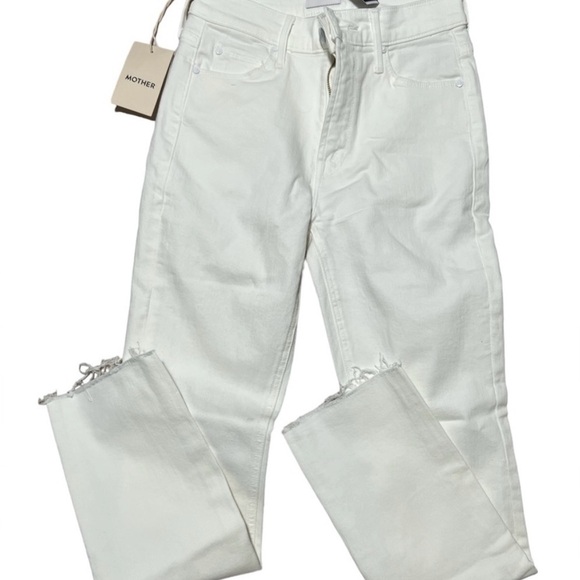 MOTHER Denim - MOTHER Mid Rise Dazzler Ankle Fray 25 White Fairest of Them All Denim Jeans NWT